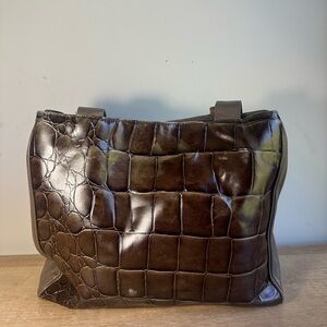 Elegant Dark Brown Embossed Tote